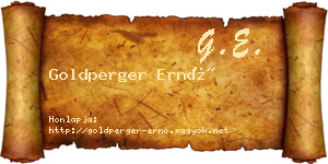 Goldperger Ernő névjegykártya